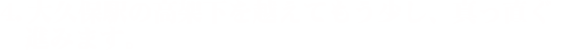 4.大久保駅の高架下を越えてもう少し、真っ直ぐ進みます。